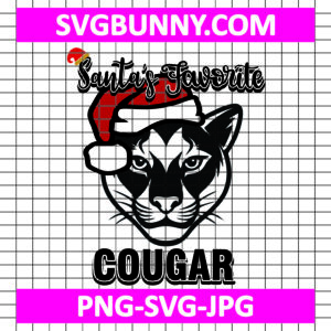 Santa’s Favorite Cougar SVG, Christmas School SVG, Funny Mascot SVG