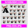 Christmas Alphabets SVG Bundle, A-Z letters with Santa hat and reindeer antlers