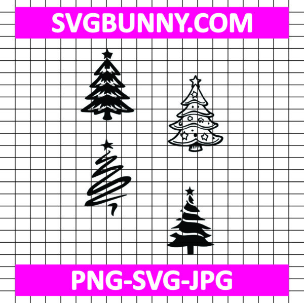 Christmas tree silhouette SVG, Dxf, Png, Eps, Jpg bundle _ Winter shirt designs