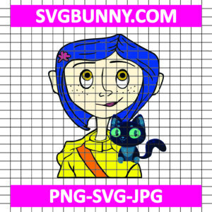 Coraline Jones And Cat SVG, Coraline SVG Images, Button Girl Movie PNG