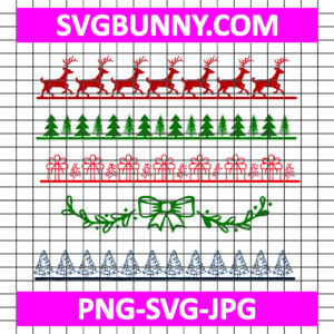 Doodle Christmas Border SVG, DXF, PNG, EPS, JPG Bundle