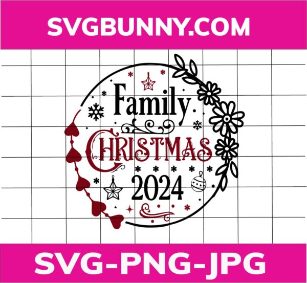 Family Christmas 2024 Round Sign SVG Design | Christmas SVG