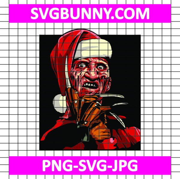 Freddy Krueger SVG, Horror Christmas Theme Wearing A Santa Hat SVG, Christmas SVG