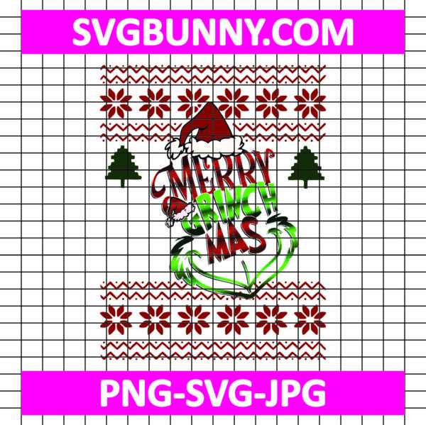 Grinch-Inspired Ugly Christmas Sweater SVG Design – Funny Holiday Digital Download