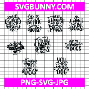 Holiday Dogs SVG Bundle, DXF, PNG, EPS, JPG Bundle | Christmas Dog Funny Quotes