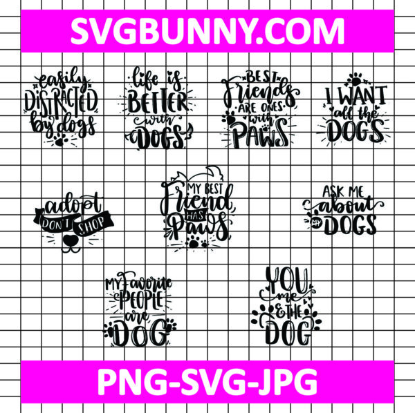 Holiday Dogs SVG Bundle, DXF, PNG, EPS, JPG Bundle | Christmas Dog Funny Quotes