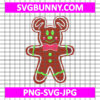 Mickey Mouse Christmas SVG, Mickey Mouse Cookie SVG, Mickey Mouse Gingerbread Christmas Embroidery Design with Festive Bow