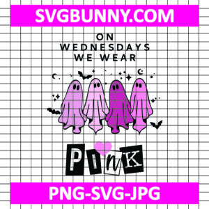 On Wednesdays We Wear Pink SVG, Pink Ghosts SVG, Girl Halloween SVG, Pink SVG