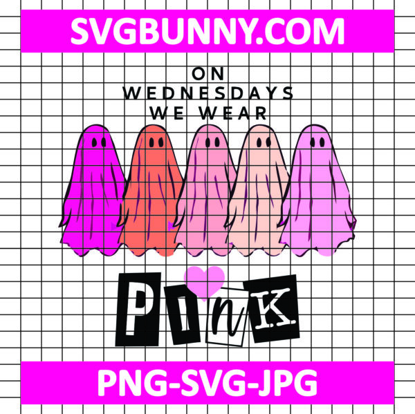 On Wednesdays We Wear Pink SVG, Mean Girls Pink Ghost SVG, PNG, JPG, DXF