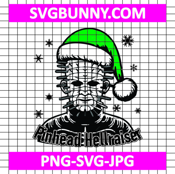 Pinhead Hellraiser SVG, Horror Christmas Theme Wearing A Santa Hat SVG, Christmas SVG