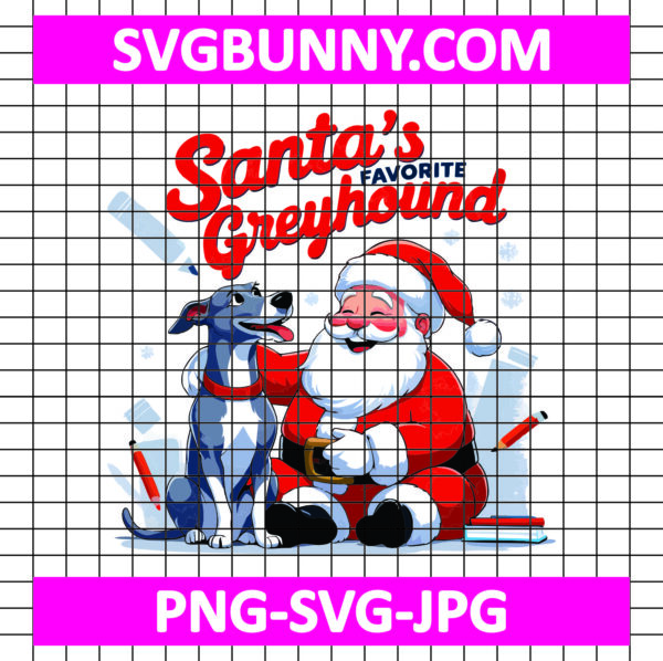 Santa’s Favorite Greyhound SVG, Christmas School Spirit SVG, Christmas SVG, Santa Dog SVG