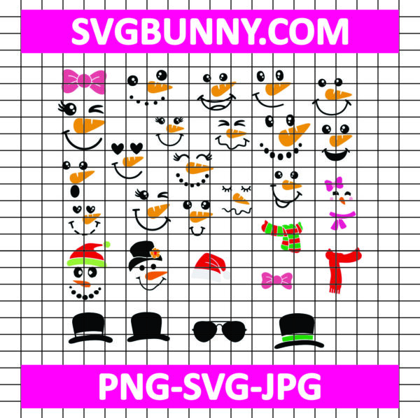 Snowman Face SVG, Snowmans SVG, Christmas SVG, DXF, PNG, EPS, JPG