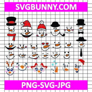 Snowman Faces SVG bundle, Snowman Clipart SVG bundle, Winter Decor SVG