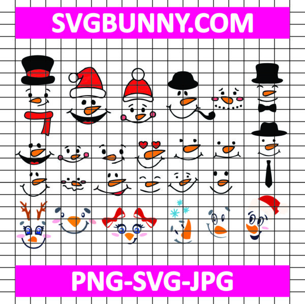 Snowman Faces SVG bundle, Snowman Clipart SVG bundle, Winter Decor SVG