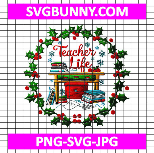 Teacher Life Embroidery Design, Christmas Embroidery SVG Design, School Embroidery Design