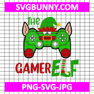 The Gamer Elf Video Controller SVG, JPG, Christmas Gaming Boys PNG