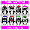 Christmas Penguins SVG Bundle, Wreath SVG, Winter SVG