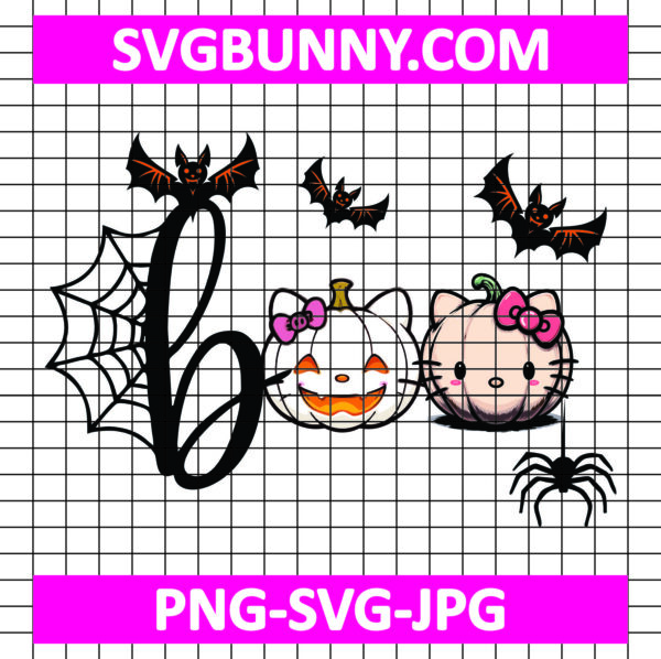 Boo! Hello Kitty SVG, Halloween SVG, Pumpkin, Hello Kitty SVG, Kawaii SVG, Cricut SVG, Silhouette Vector Cut File