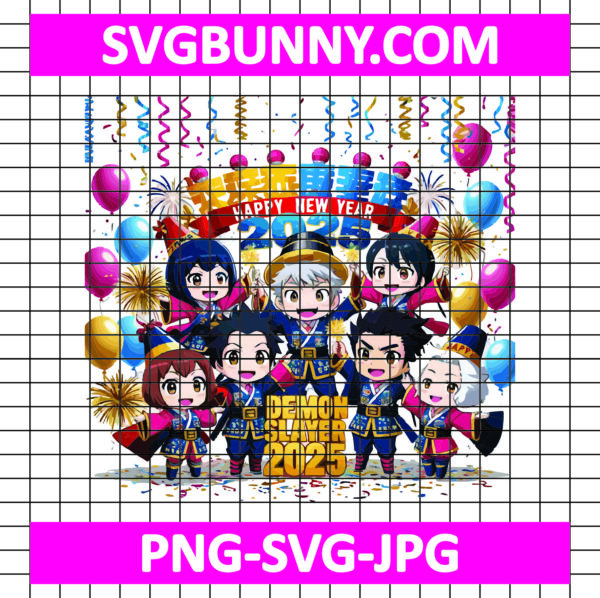 Chibi Demon Slayer Team New Year SVG, Demon Slayer Team SVG, Demon Slayer Clan SVG, New Year SVG