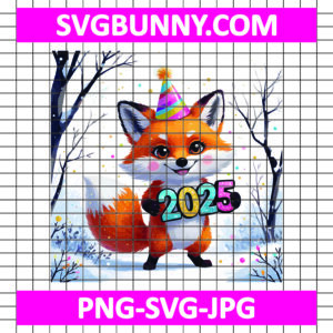 Chibi Fox Happy New Year SVG, Cute Forest Friend SVG, New Year SVG, Fox SVG