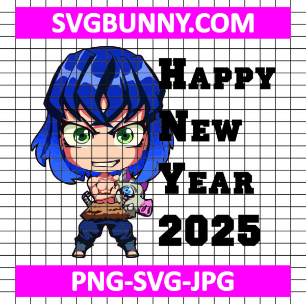 Chibi Inosuke New Year 2025 SVG, Inosuke SVG, Demon Slayer SVG, New Year SVG