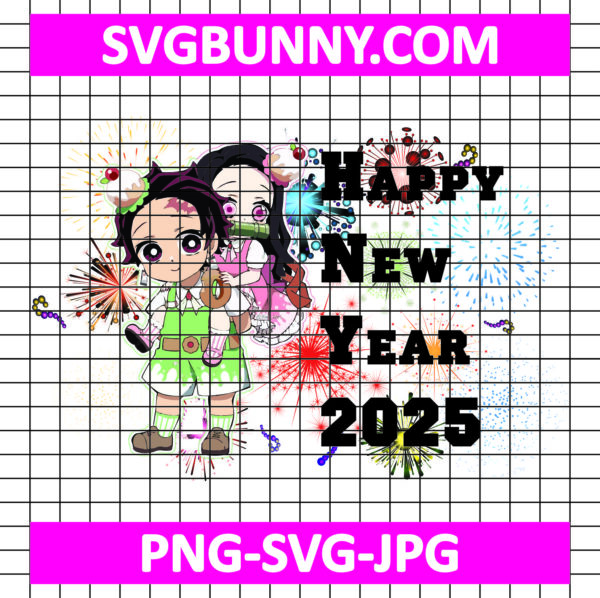 Chibi Tanjiro and Nezuko Happy New Year SVG, Tanjiro and Nezuko SVG, Tanjiro SVG, Demon Slayer SVG