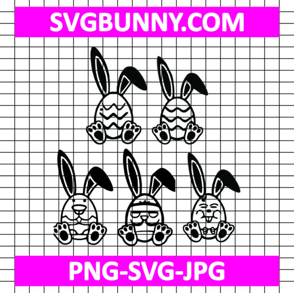 Easter Bunnies Bundle SVG, Easter Day SVG, Happy Easter SVG, Easter SVG