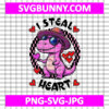 Funny dinosaur I steal hearts SVG, Heart Shape SVG, Valentines Day SVG