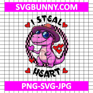 Funny dinosaur I steal hearts SVG, Heart Shape SVG, Valentines Day SVG