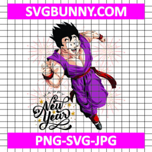 Gohan Happy New Year SVG, Super Saiyan 2 SVG, Gohan SVG, DBZ SVG, Anime SVG, New Year SVG