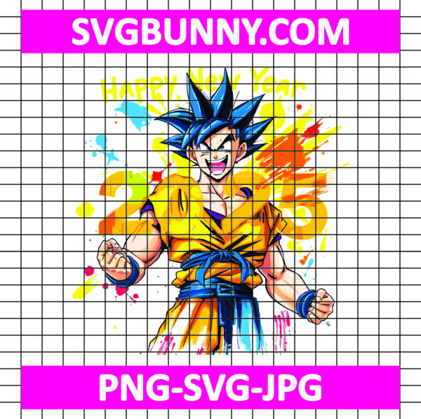 Goku Happy New Year 2025 SVG, Goku SVG, New Year SVG, Super Saiyan Goku SVG