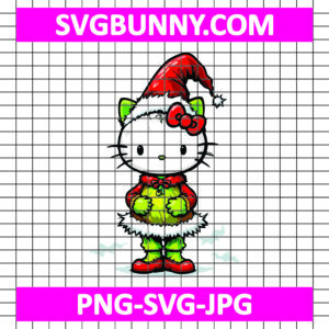 Grinch Hello Kitty SVG, Christmas SVG, Grinchmas Hello Kitty SVG, Kawaii SVG, Cricut Silhouette Vector Cut File