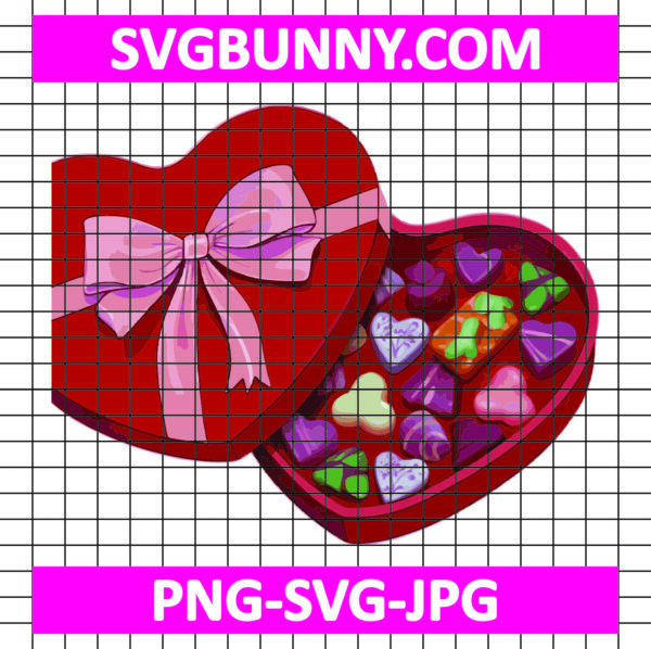 Heart Chocolate Box Valentine SVG, Valentines Chocolate SVG, Heart shaped Chocolate Valentine's SVG, Valentine's Day SVG