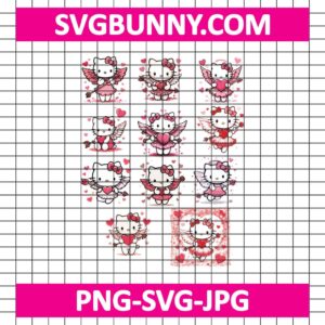 Hello Kitty Cupid Valentine Bundle SVG, Hello Kitty SVG, Love SVG, Hello Kitty Valentine's Day PNG