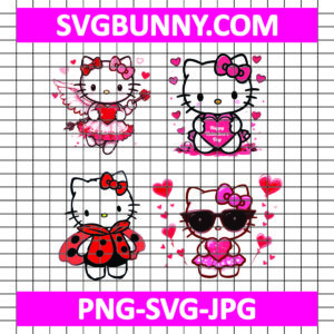 Hello Kitty Cupid Valentine's Day SVG, Hello Kitty Valentine Bundle SVG, Vallentine's Day SVG, Vallentine's Love Heart SVG