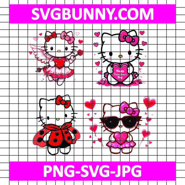 Hello Kitty Cupid Valentine's Day SVG, Hello Kitty Valentine Bundle SVG, Vallentine's Day SVG, Vallentine's Love Heart SVG