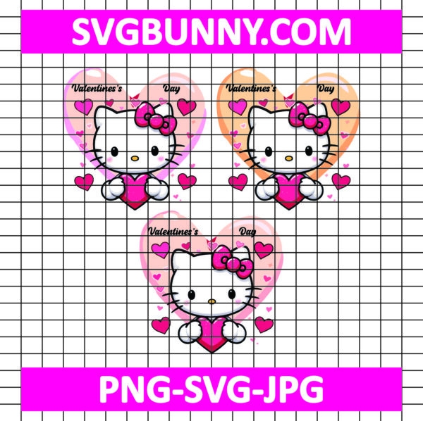 Hello Kitty Heart Valentine SVG, Kitty Vanlentine Day SVG, Cute Hello Kitty Valentines Day SVG, PNG DXF EPS