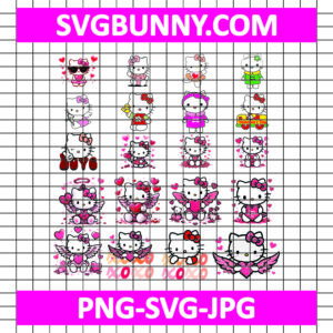 Hello Kitty Valentine day SVG bundle, Happy Valentines Day SVG, for Cricut, digital, file cut SVG