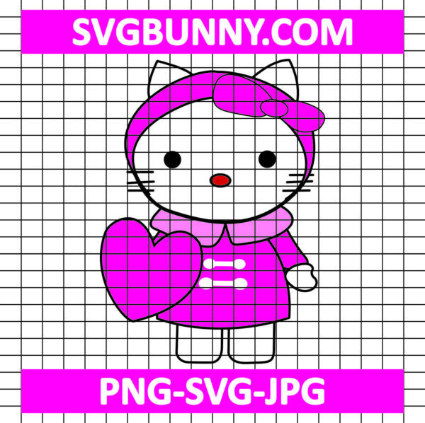 Hello Kitty heart Valentine SVG, Valentine's Hello Kitty SVG, Valentines Day SVG