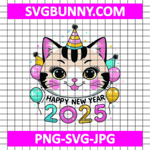 Kawaii Cat Happy New Year 2025 SVG, Demon Slayer SVG, New Year SVG, Neko SVG