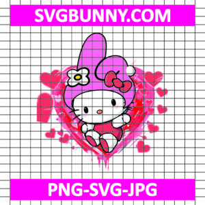 Kawaii Kitty Heart Valentine SVG, Hello Kitty Valentines Day SVG, Valentine Cute Cat SVG, PNG DXF EPS