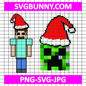 Minecraft Christmas 2025 SVG, Minecraft Creeper Santa Hat SVG, Merry Christmas SVG DXF EPS PNG