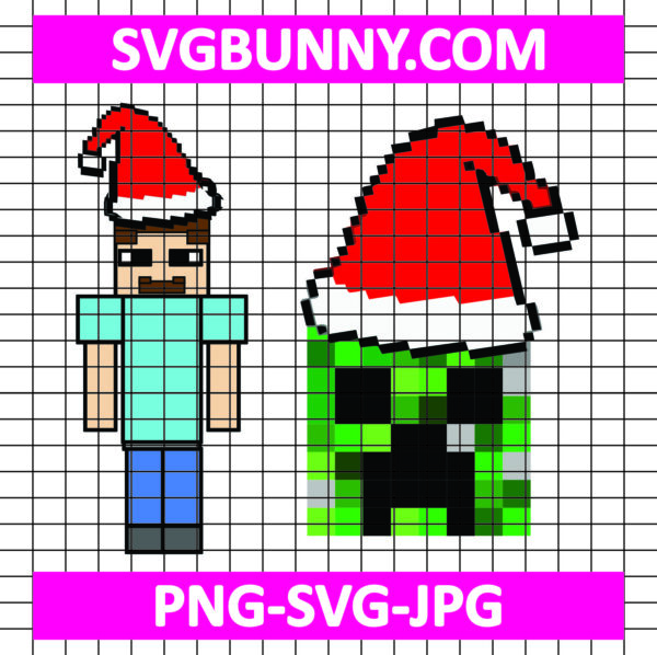 Minecraft Christmas 2025 SVG, Minecraft Creeper Santa Hat SVG, Merry Christmas SVG DXF EPS PNG