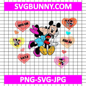 Mickey Couple Heart Valentine Day SVG, Mickey and Minnie Kiss SVG, Heart SVG, Couple SVG