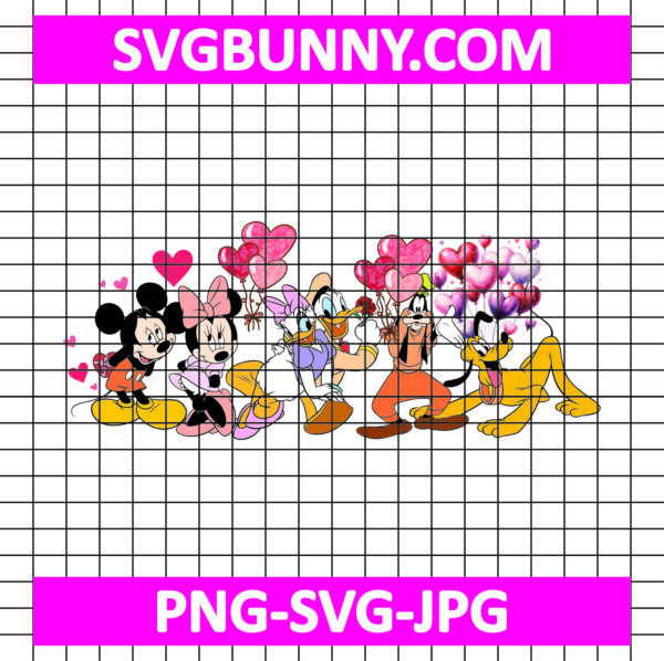 Mickey Friends Happy Valentines Day SVG, Valentine SVG, Mickey Mouse SVG, Mickey n Friends SVG