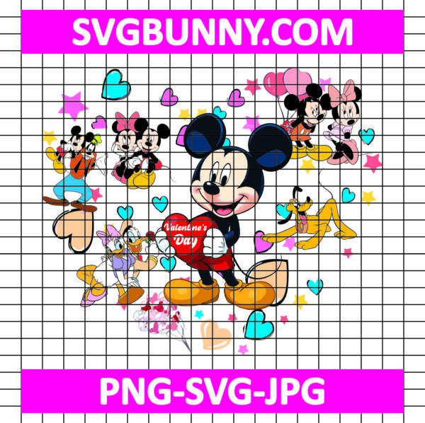 Mickey Friends Heart Valentines Day SVG, Disney Valentine SVG, Mickey Friends SVG, Heart SVG