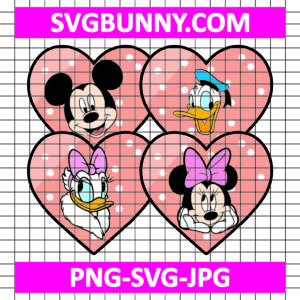 Mickey Mouse Friends Heart Valentine SVG, Disney Valentine SVG, Valentine's Day SVG, Mickey Mouse SVG