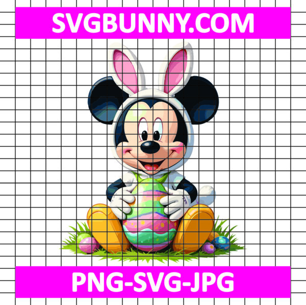 Mickey Mouse Happy Easter SVG, Easter Egg SVG, Easter SVG, Cut Easter SVG, Cut Rabbit SVG, Funny Rabbit SVG