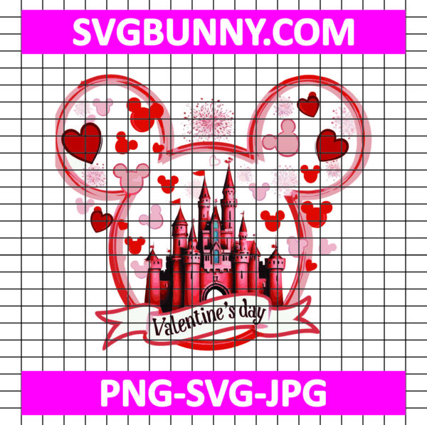 Mickey head Valentines Day SVG, Disney Castle SVG, Valentine SVG, Mickey Mouse SVG
