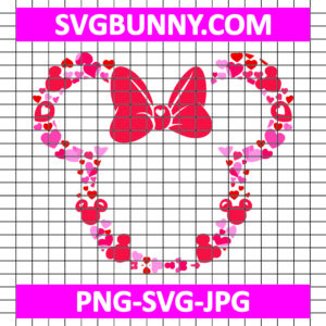 Minnie Head Heart Valentine SVG, Valentines Minnie Ears SVG, Valentine's Day SVG